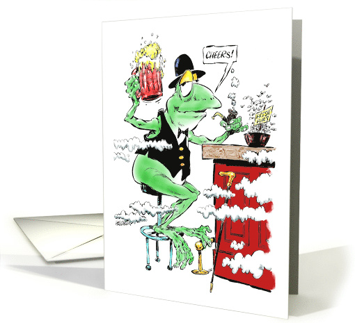 Amusing bar frog and three cheers on your Leap Year birthday card