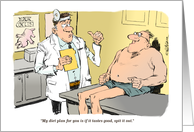 Cartoon Physician Offers Weight Loss and Food Control Advice card