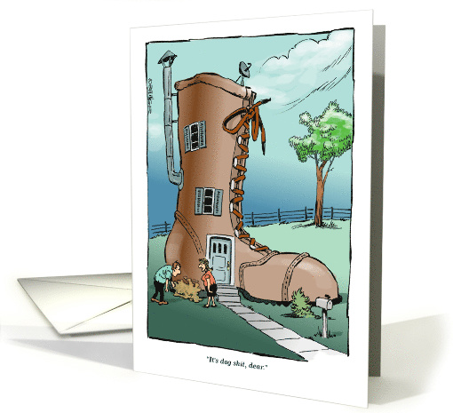 Blank dog shit on your heel all occasion cartoon greeting card
