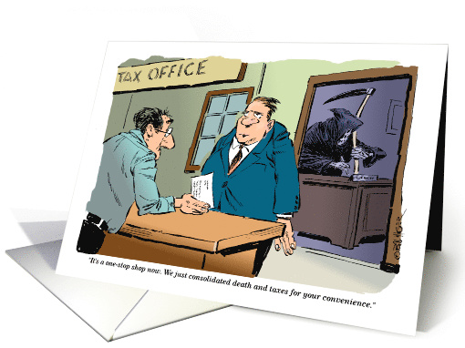 Tax day cartoon and death in the office card (1520246)