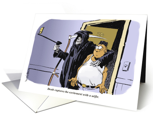 Happy birthday on Dia de los Muertos and a Grim Reaper selfie card