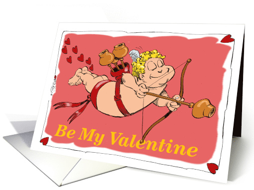 Cupid joke for a birthday on Valentine's Day cartoon card (1524172)