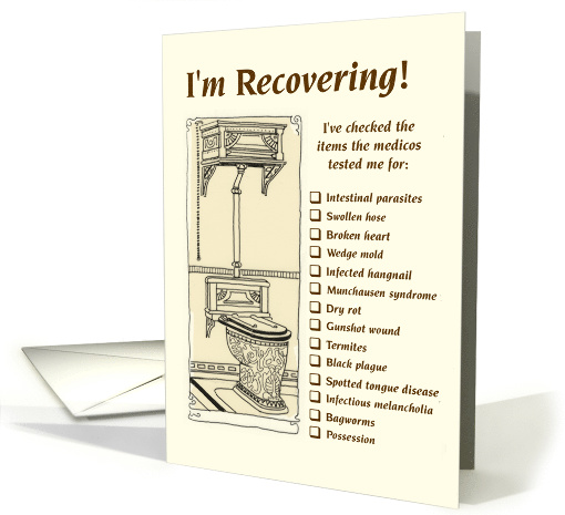 Amusing health update with bizarre diseases checklist cartoon card