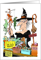 Witch and One-eyed Newts Halloween Cartoon Blank Any Occasion card