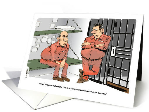 Amusing ten commandments and to-do list for your prisoner card
