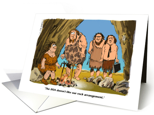 Amusing we've moved to a new cave and come visit cartoon card