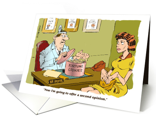 Amusing health update and a fortune cookies future cartoon card