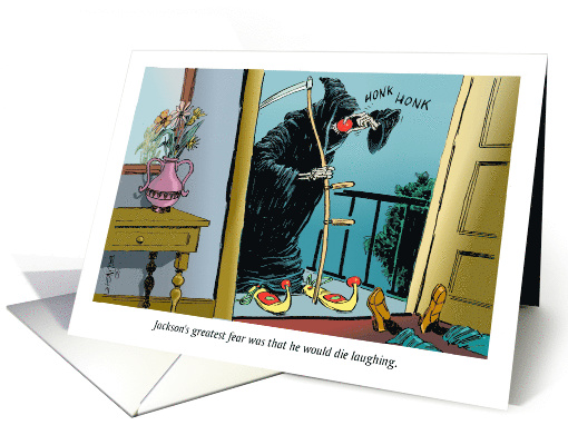Humorous celebration and laughter on the Day of the Dead card