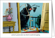 Humorous celebration and laughter on the Day of the Dead card
