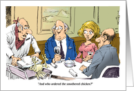Amusing Blank Food and Wine Chicken Dinner Surprise Cartoon card