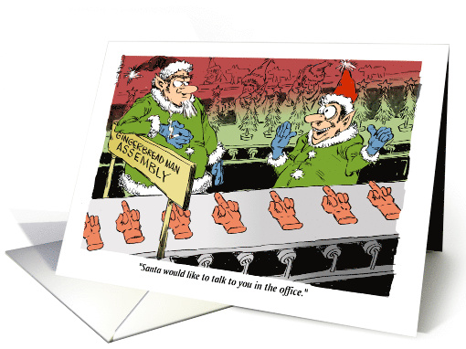 Amusing Off-color Gingerbread Man Anti-Christmas Assembly Line card