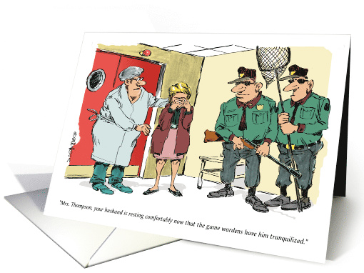 A Humorous Get Well Quick or They'll Keep You In Cartoon card