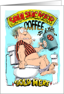 Off-color invitation to friends to join you over coffee cartoon card