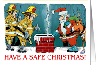 Fire company wishing the community a safe Christmas cartoon card