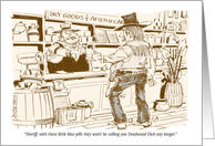 Amusing Any Occasion Blank Cowboy and Blue Pill Cartoon card