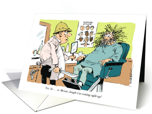 Blank All Purpose Hair Stylist and Hair Horror Cartoon card (1607290)