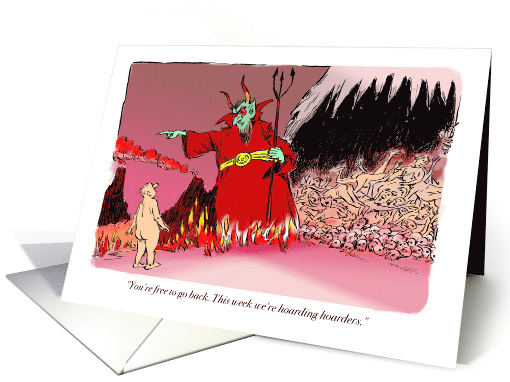 Greetings From Covid 19 Hell and Thinking of You Prayer Cartoon card