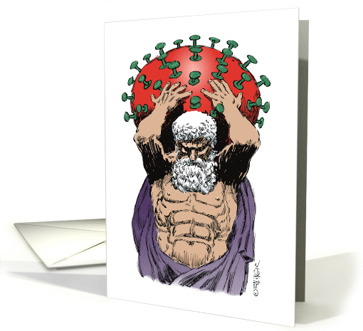 The Titan Atlas and a COVID 19 Get Well Soon Greeting card (1610264)