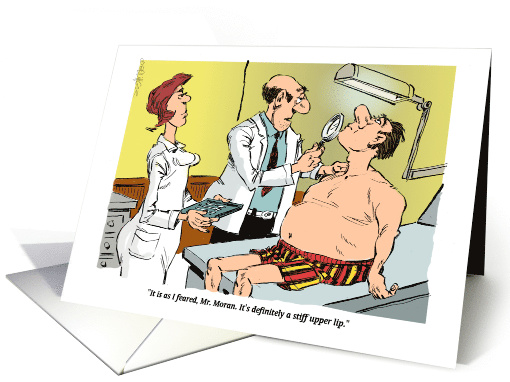 Keep a Stiff Upper Lip and Get Well From Accident Cartoon card