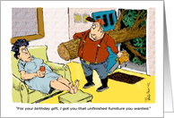 A Birthday Gift of Wood for Her Cartoon card