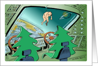 World UFO Day Man and That New Vehicle Smell Trees card