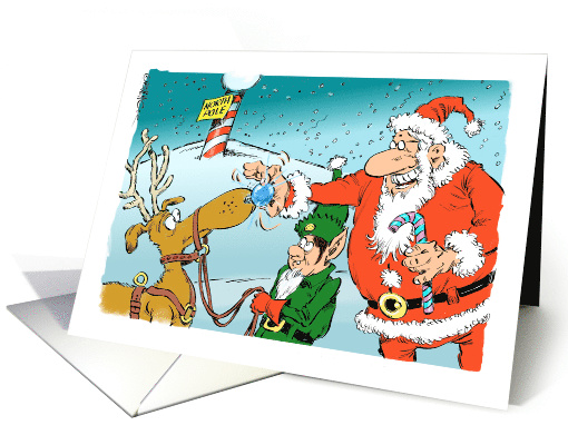 Jolly Red to Blue Reindeer Nose in Election Year Christmas card