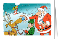 Jolly Red to Blue Reindeer Nose in Election Year Christmas card