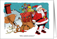 Funny Santa Across the Miles Christmas Humor to Far-Away Loved Ones card
