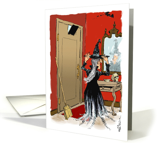 Blank Any Occasion Witch and Bat At Home card (1675688)