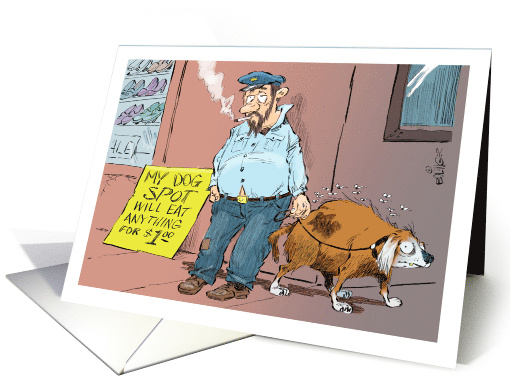 Amusing Blank Any Occasion Man and Dog Panhandling card (1707838)
