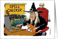 Halloween Misspelled in Verse HOLLOWEEN Fun and Witchy Spell Checker Humor card