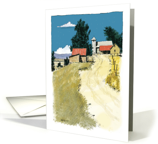 Blank Any Occasion Painting of a Hillside Farm card (1728344)