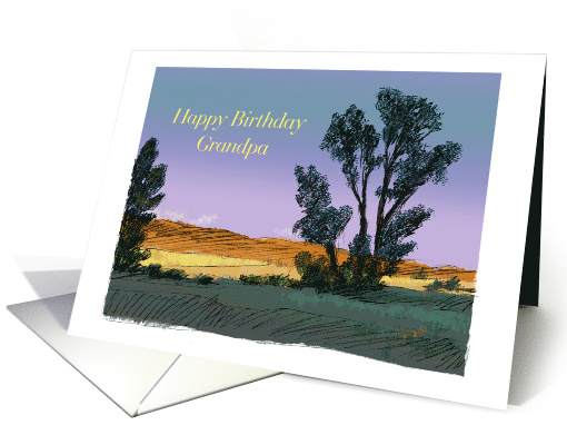 Happy Birthday to a Grandfather and a Pastoral Landscape card