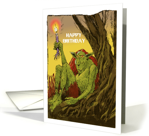The Happy Birthday Troll on a Gothic Note card (1728798)