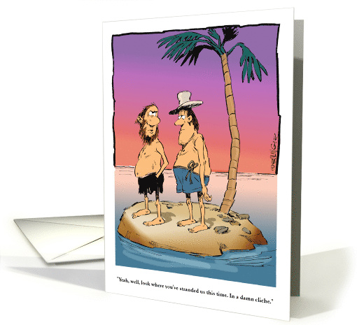 A Cartoon Bon Voyage Sendoff With a Cliche Filled Note card (1728868)