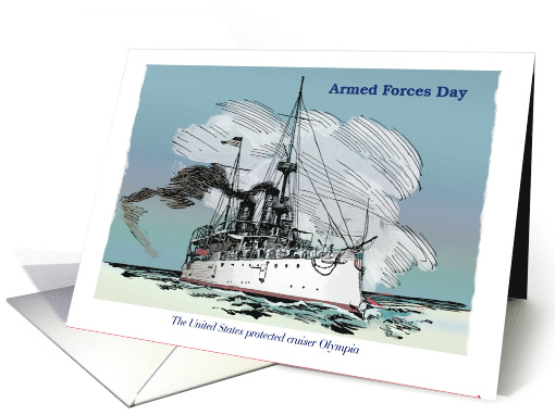 Armed Forces Day Birthday Remembrance with Old Warship card (1730392)