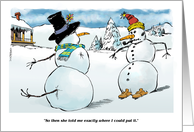 Humorous Snowman and His Apology card