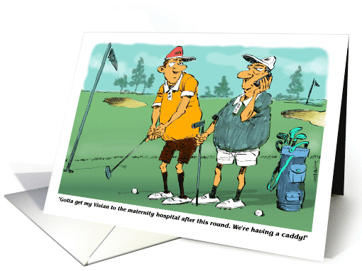 Amusing Blank with Golfing Dad To Be Scheduling Baby Delivery card