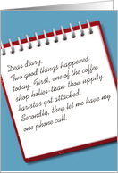 Fun Invitation to Meet Over Coffee Inspired by Dear Diary Entry card