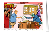 Devil’s Assistant Offering a Million Year Employee Benefit Plan card