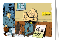 Muscled Street Vendor Enforcer for Hire Cartoon card