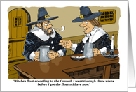 Blank Two Pilgrims Discussing Women in 1640 Cartoon card