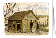 Any Occasion Blank Note Card with Old Shed and Landscape card