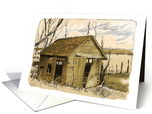 Passing of an Old Shed in Ink and Watercolor card (1747424)