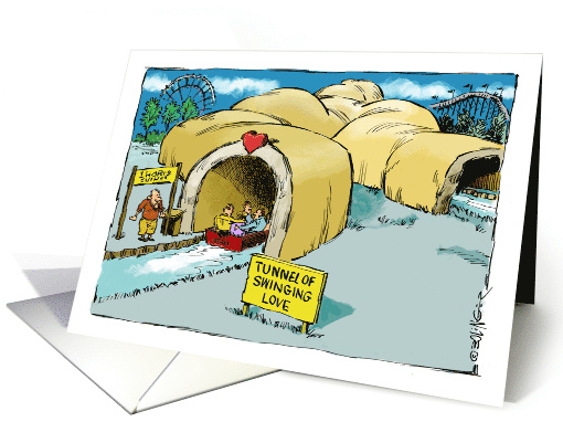 Amusing Sexy Tunnel of Love for Swingers Cartoon card (1756842)