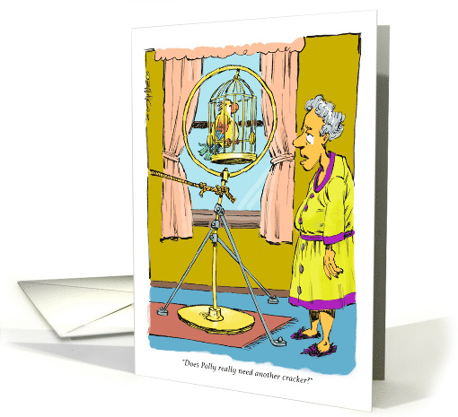 Amusing Diet Motivation Cartoon and an Overweight Parrot card