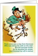 Amusing Love-Making Leprechaun and His Wife Limerick card