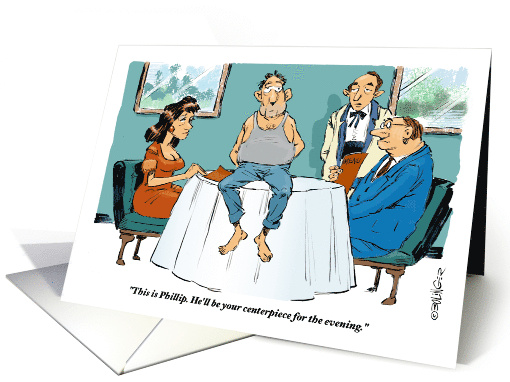 Fun Blank Any Occasion Dinner Couple and a Centerpiece card (1801236)