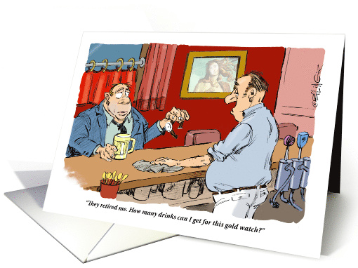 Fun Retirement Congrats and Trade a Sundial for that Gold Watch card