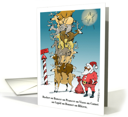 Fun African American Santa and His Reindeer Stack card (1814606)